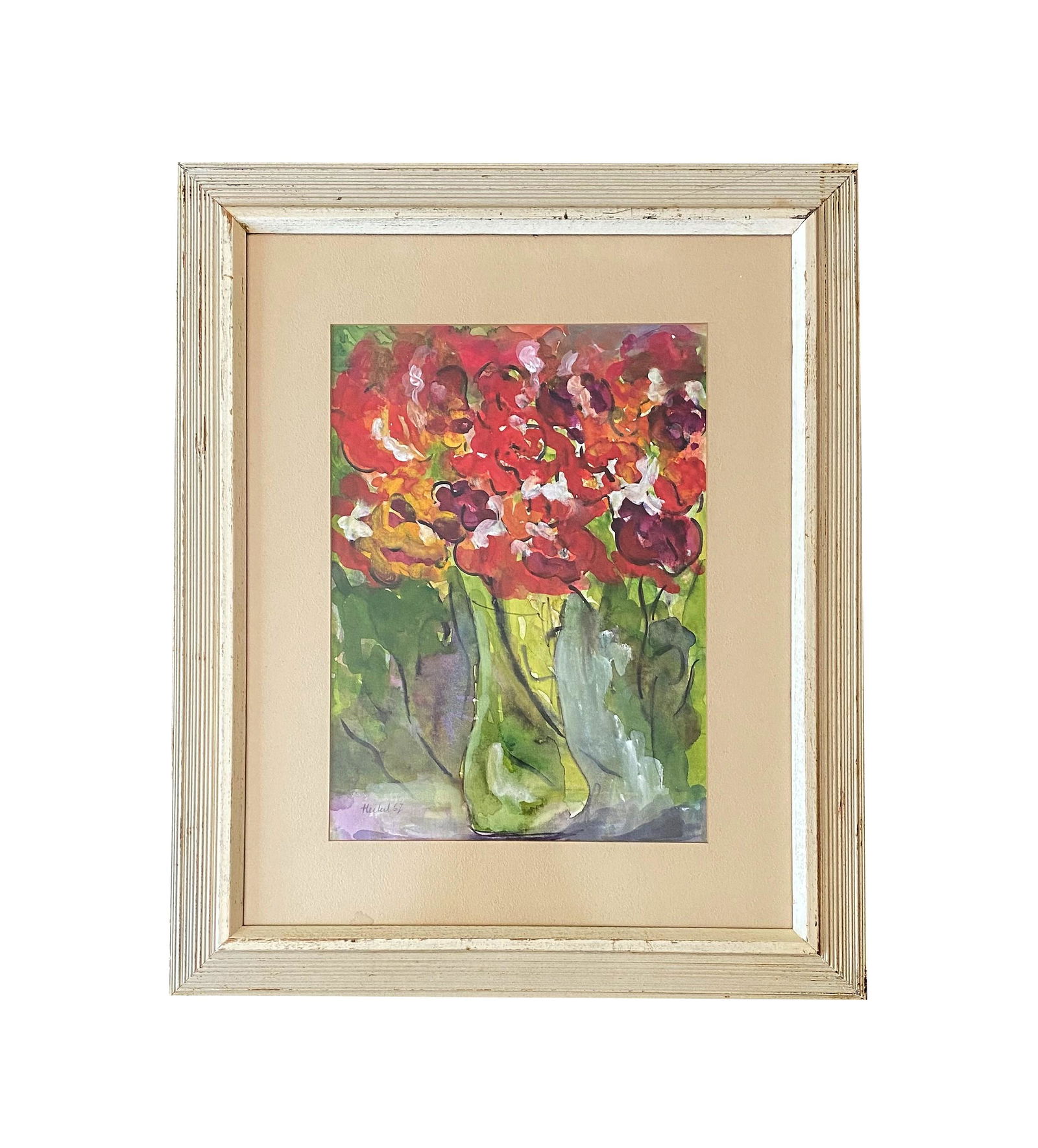 Erich Heckel (1883 - 1970) Germany: Erich Heckel (1883 - 1970) Germany Watercolor on Paper Measure 14 1/2"in H x 10 1/2"in W and 23 1/2"in H x 19 1/4"in W with frame Known for: Expressionist painting Biography: Heckel was born in 1883 i