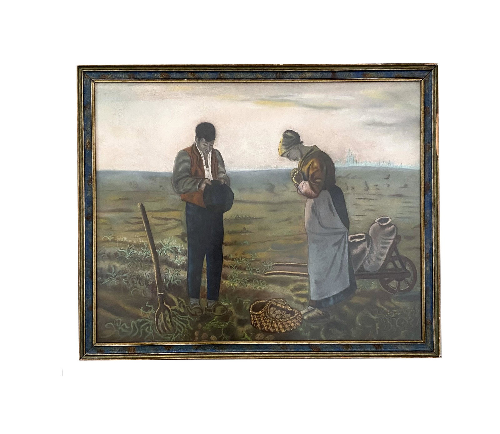 After Jean-Francois Millet (1814 - 1875) France: After Jean-Francois Millet (1814 - 1875) France Pastel on Paper Measure 15 3/4"in H x 19 1/2"in W and 17 1/2"in H x 21 1/2"in W with frame