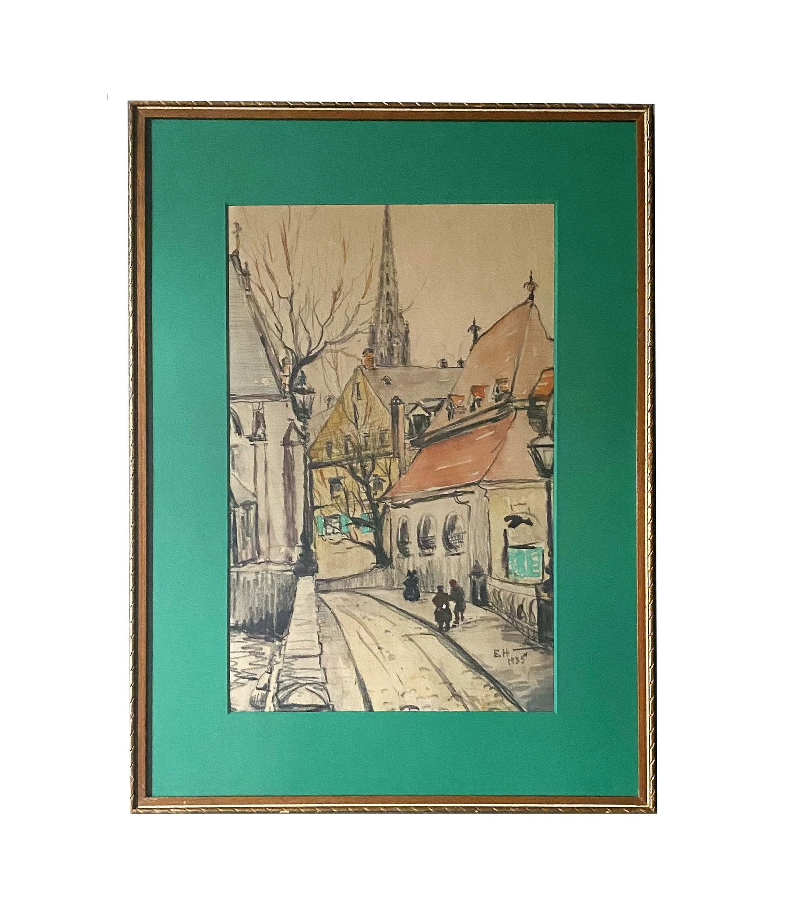 Erich Heckel (1883 - 1970) Germany: Erich Heckel (1883 - 1970) Germany Charcoal and Watercolor on Paper Measure 11 3/4"in H x 7 1/2"in W and 16 1/4"in H x 12"in W with frame Known for: Expressionist painting Biography: Heckel was born i