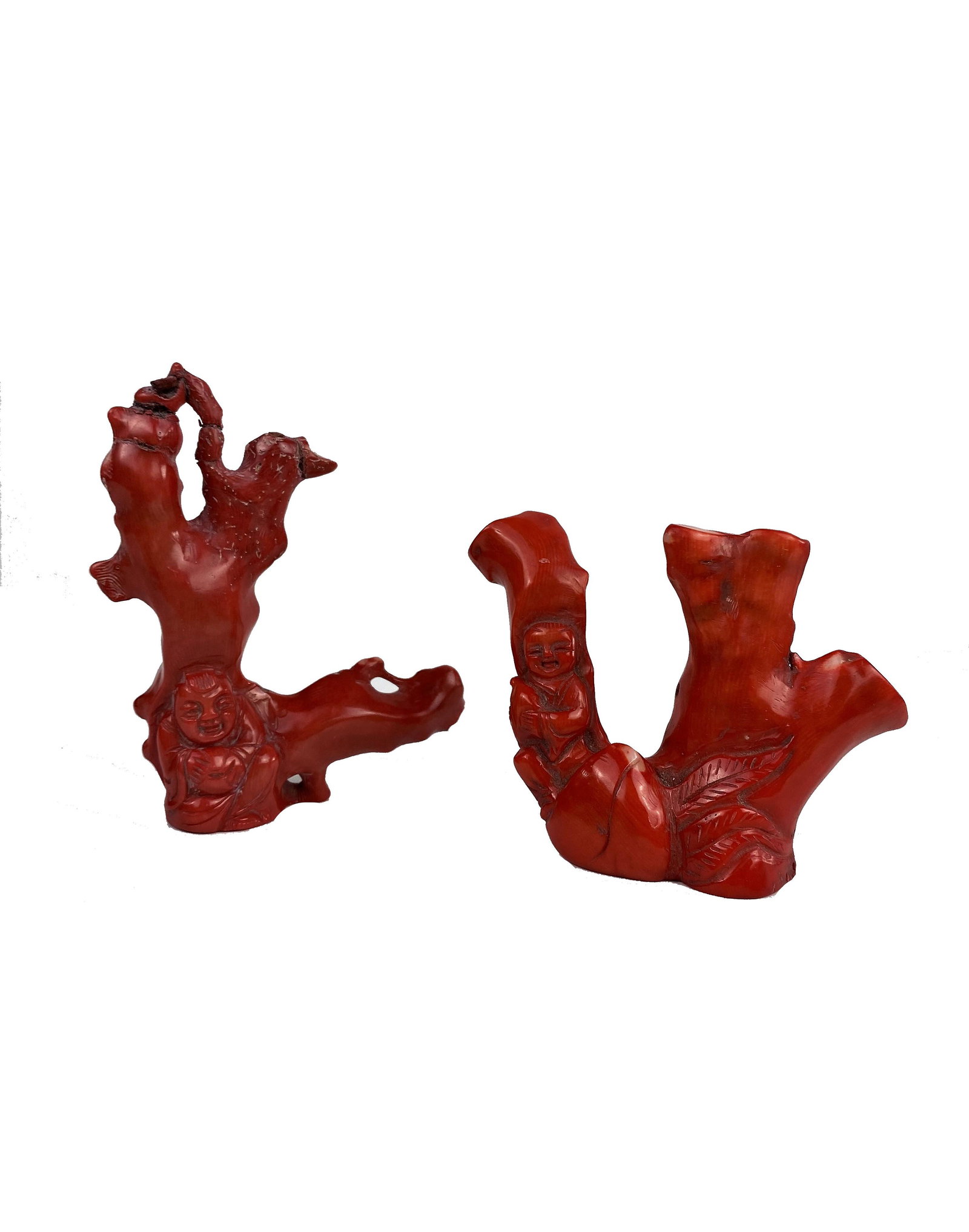 Two Antiques Hand Carved Red Coral (1 of 2)