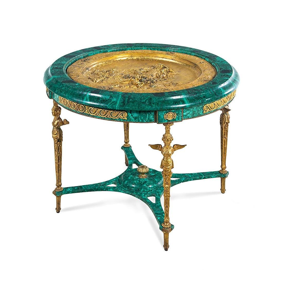 Empire Gilt Bronze Mounted and Malachite (1 of 4)