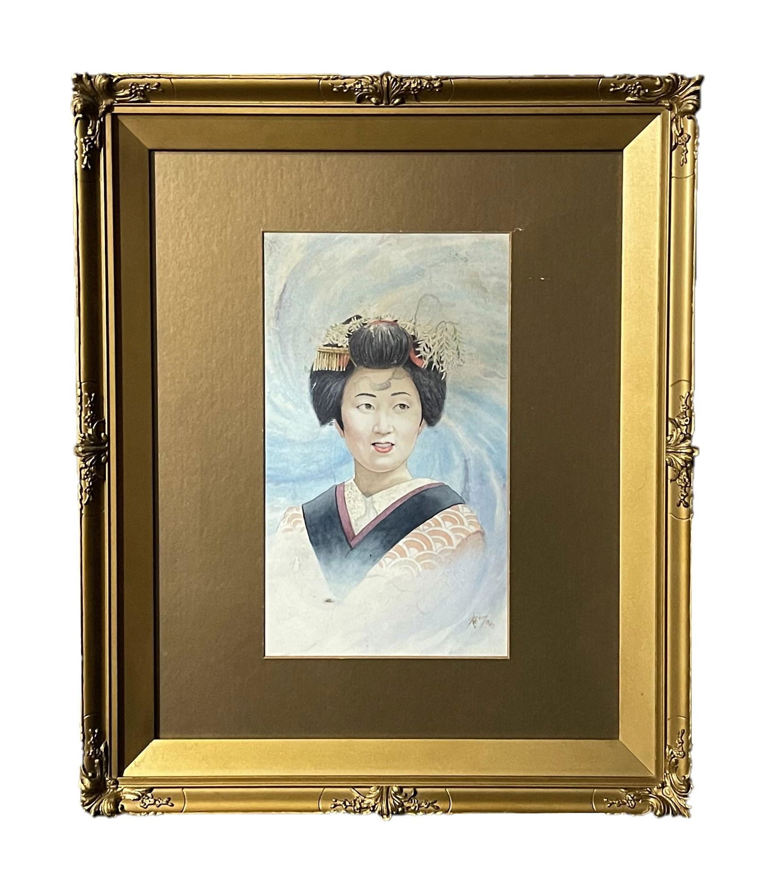 Robert Frederick Blum (1857 - 1903) American: Robert Frederick Blum (1857 - 1903) American Watercolor on Paper Measure 10 1/2"in H x 6"in W and 18"in H x 15"in W with frame Known for: Figure, genre and mural painting, illustration, lithography Bi