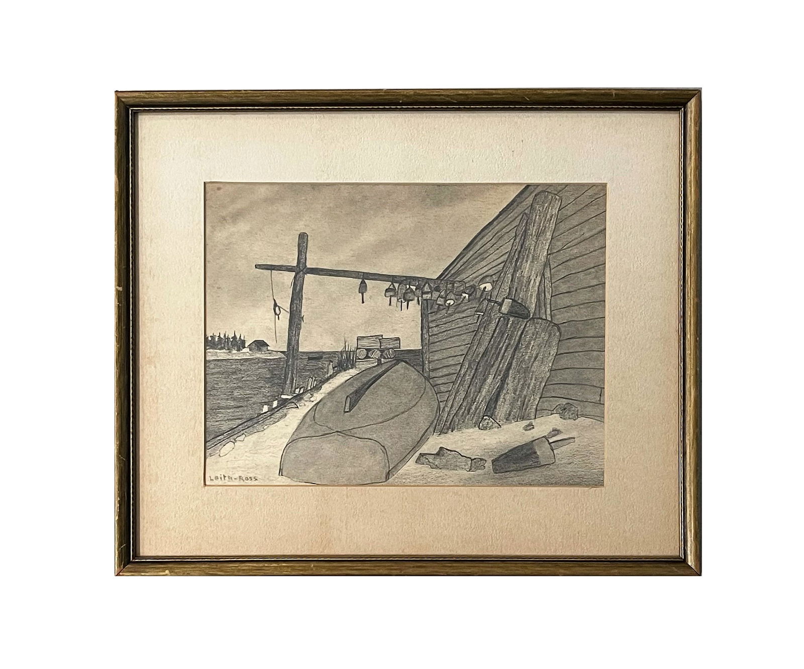 Harry Leith-Ross (1886 - 1973) British: Harry Leith-Ross (1886 - 1973) British Pencil on Paper Measure 7 1/2"in H x 10"in W and 12"in H x 14 3/4"in W with frame Known for: Landscape, shore-harbor-marine painting Biography: Landscape painter