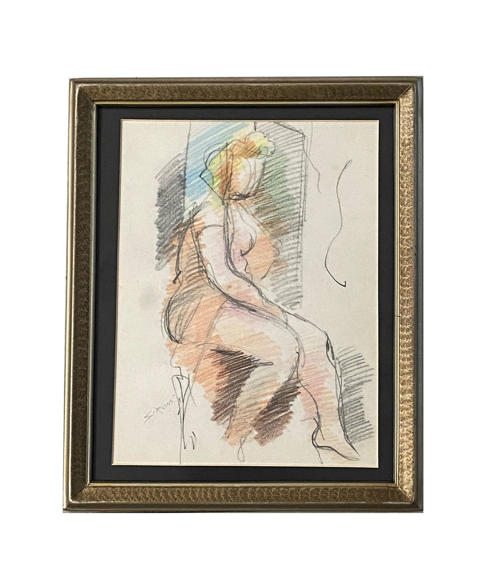 Mario Sironi (1885 - 1961) Italian: Mario Sironi (1885 - 1961) Italian Mixed Media on Paper Measure 10 1/4"in H x 7 1/2"in W and 12 3/4"in H x 11 3/4"in W with frame Known for: Futurist, abstract painting and sculpture Biography: Mario