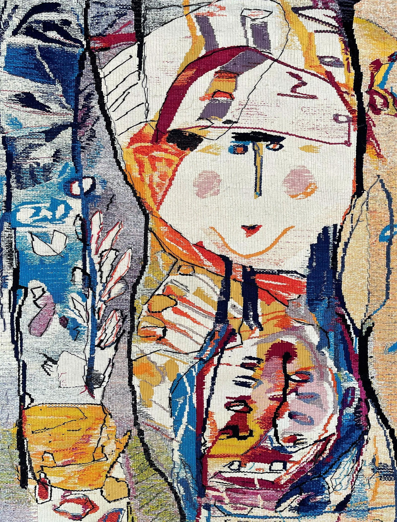 Gina Pellon (1926 - 2014) Cuban: Gina Pellon (1926 - 2014) Cuban Tapestries Period: Circa 1960 - 1970 Woven by: Atelier 3, Paris Signed on back Measure 48"in H x 39"in W