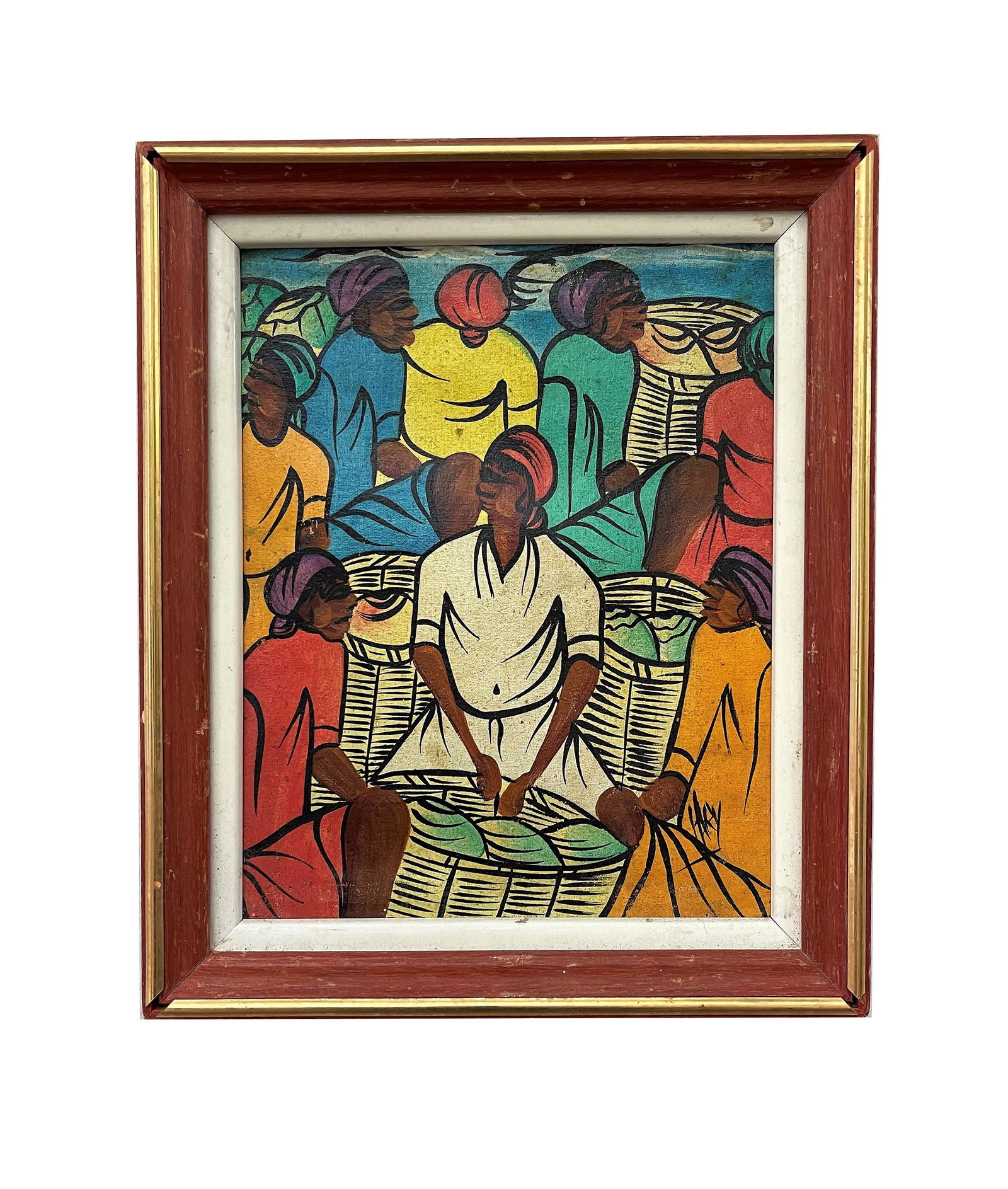 Mid Century Oil Haitian Signed Painting (1 of 3)