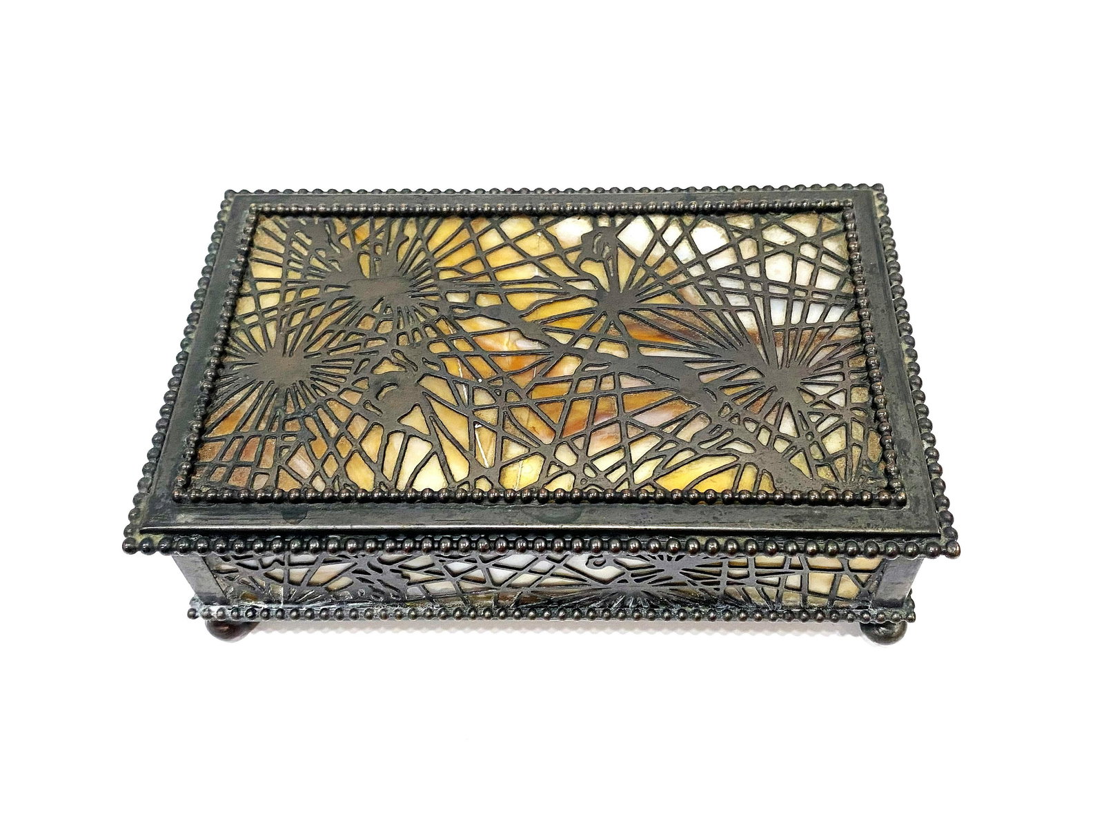 Tiffany Studios Bronze Box in Pine Needle (1 of 6)
