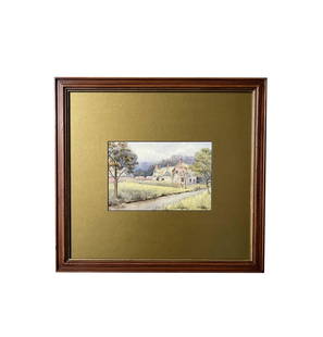 John Henry Hill (1839 - 1922) American: John Henry Hill (1839 - 1922) American Watercolor on Paper Measure 5 3/4"in H x 8 1/4"in W and 15 1/4"in W and 16 1/2"in W with frame Known for: Mountain landscape, still life, etcher Biography: In 18