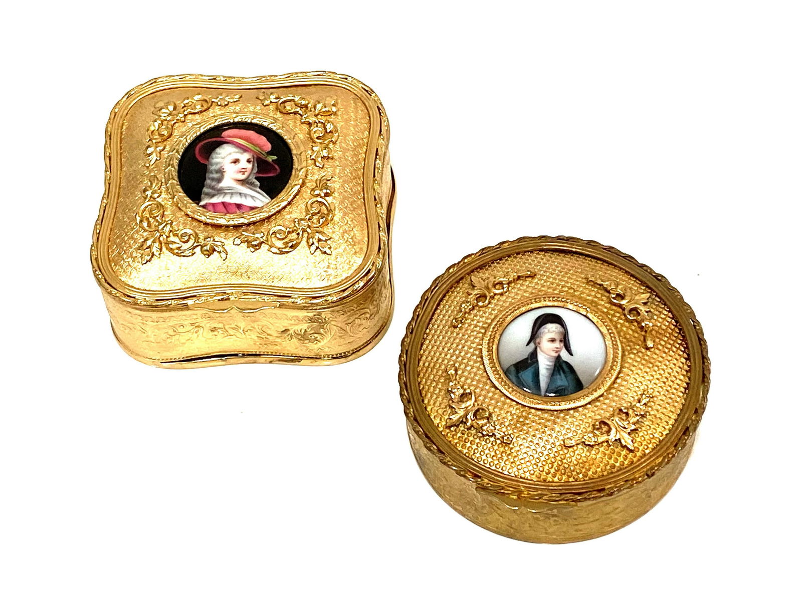 Antique Two Bronze Boxes with Porcelain Plaques (1 of 4)