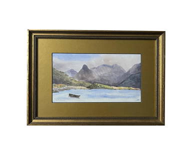 William Moore Davis (1829 - 1920) American: William Moore Davis (1829 - 1920) American Watercolor on Paper Measure 5"in H x 8 3/4"in W and 9"in H x 13"in W with frame Known for: Still life, landscape, marine and genre painting, drawing, teachin