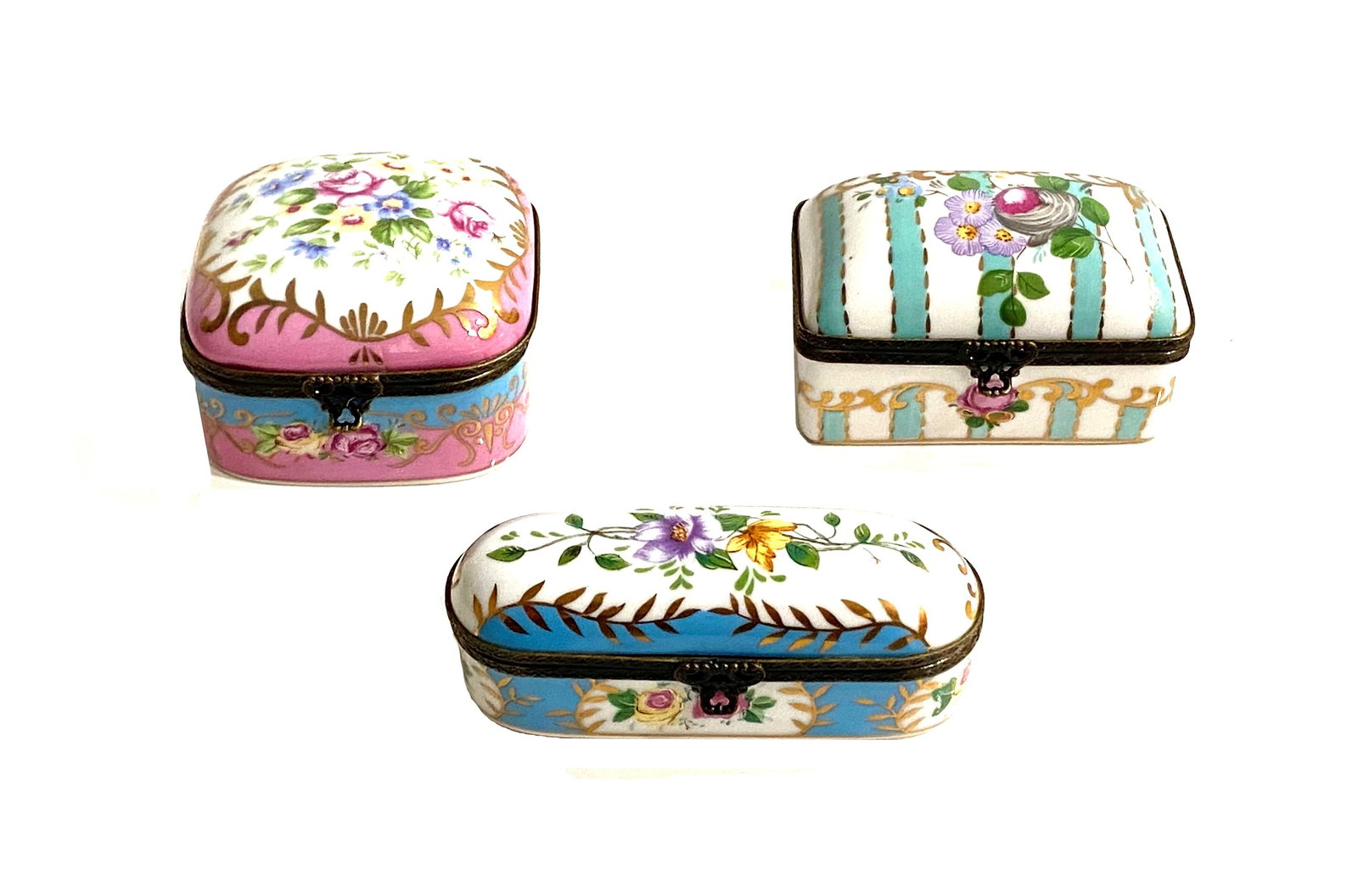 Three French Hand Painted Porcelain Boxes (1 of 3)