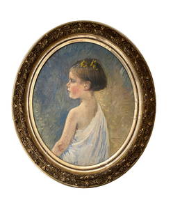 Alfred Moitroux (1886 - 1938) Belgium: Alfred Moitroux (1886 - 1938) Belgium Theme: "Portrait of a Young Girl" Oil on Canvas Measure 23"in H x 19"in W and 31"in H x 26"in W with frame Information: The painting was professionally