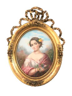 Hippolyte Portelette (1800 - 1835): Hippolyte Portelette (1800 - 1835) Pastel on Paper Measure 15 1/2"in H x 12 1/2"in W and 24"in H x 18"in W with frame