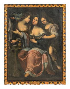 Attributed to Pier Francesco (Il Ticinese) Mola: Attributed to Pier Francesco (Il Ticinese) Mola (Italian, 1612-1666) Title: Maddalena penitente Oil on canvas Measure 59 x 44 1/4 inches.