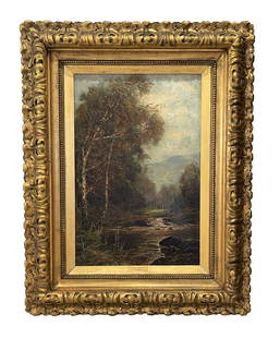 19th Century Landscape by G Baxter: 19th Century Landscape by G Baxter Mystery Artist. Unknown Title: Silver Beeches Signed: G Baxter Oil on Canvas Measure 30"in H x 20"in W and 43 1/2"in H x 35"in W with frame