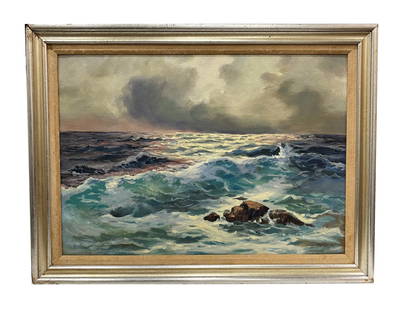 Don Stone (1929 - 2015) American: Don Stone (1929 - 2015) American Oil on Canvas Measure 24"in H x 34"in W and 29 1/2"in H x 39 1/2"in W with frame Known for: Marine and landscape painting, illustration, miniatures Biography: