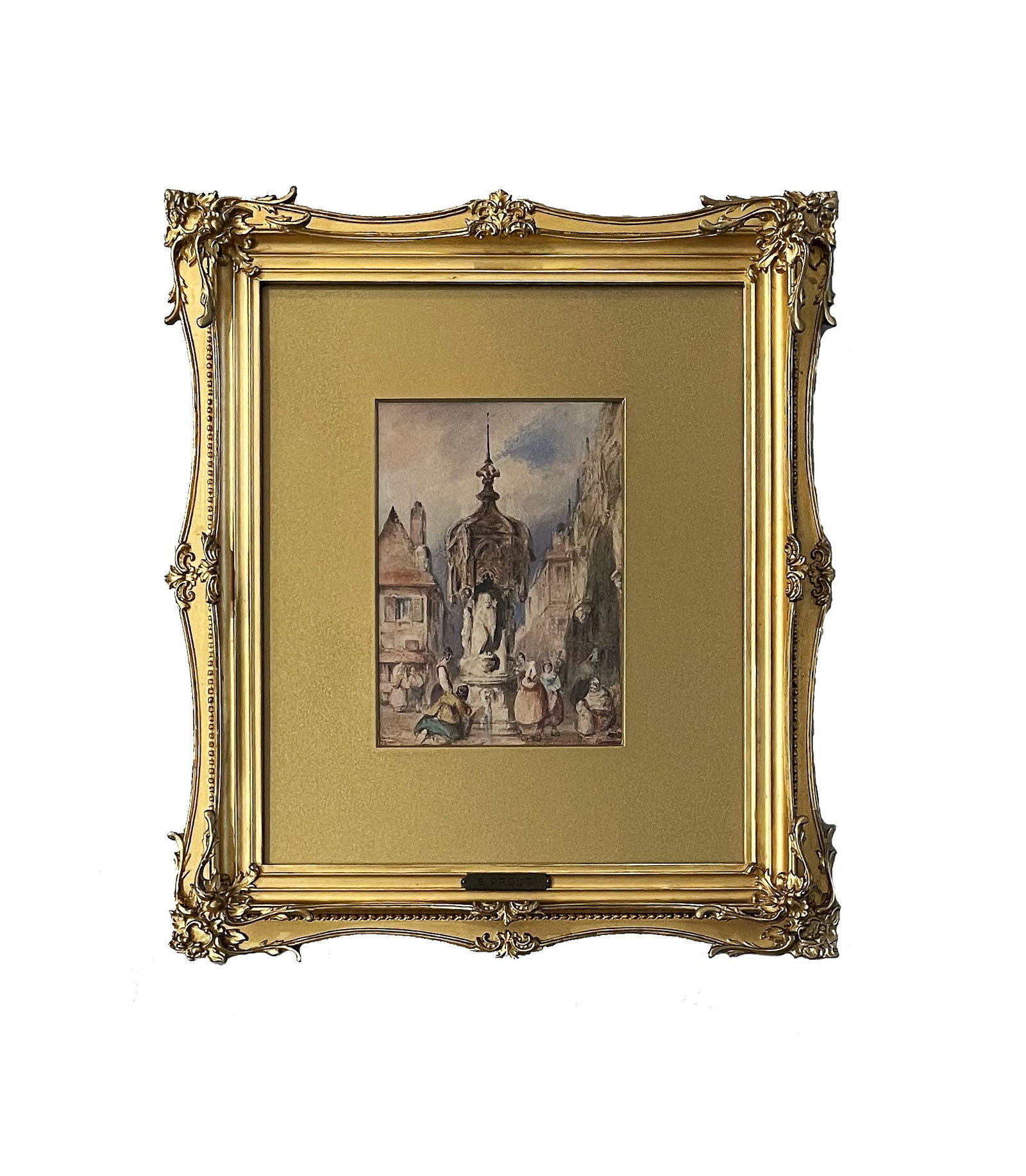 Samuel Prout (1783 - 1852) European: Samuel Prout (1783 - 1852) European Watercolor on Paper Measure 7 1/2"in H x 5 1/4"in W and 16 1/2"in H x 14 1/2"in W with frame Known for: European land-and townscape paintings Biography: Despite suf
