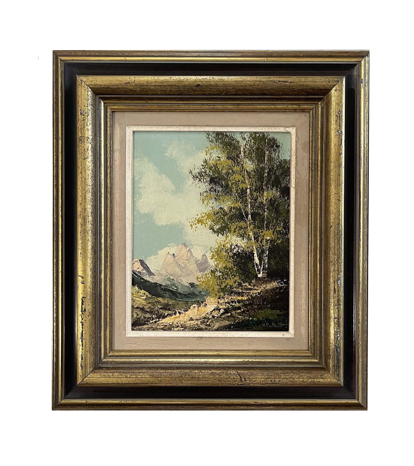 Hanson Duvall Puthuff (1875 - 1972) American: Hanson Duvall Puthuff (1875 - 1972) American Oil on Board Measure 10"in H x 8"in W and 17 1/4"in H x 15 1/2"in W with frame Known for: Desert landscape, portrait and mural painting Biography: Hanson P