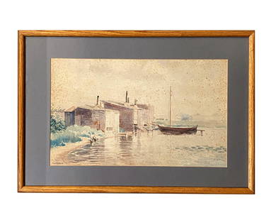 Henry Ward Ranger (1858 - 1915) American: Henry Ward Ranger (1858 - 1915) American Watercolor on Paper Measure 12 1/4"in H x 20 1/4"in W and 18 3/4"in H x 27"in W with frame Known for: Landscape painting, forest interiors Biography: Henry War