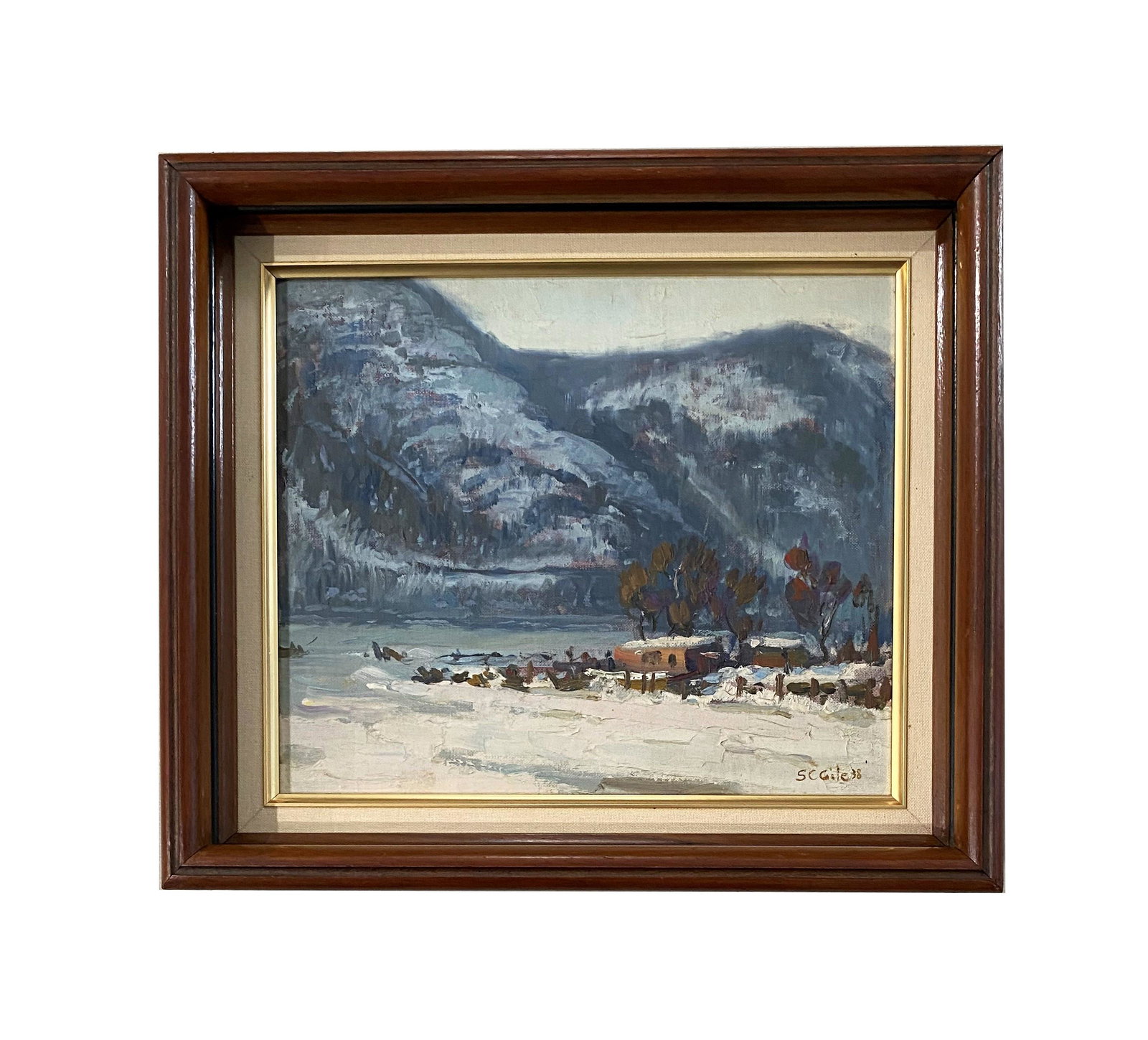 Selden Connor Gile (1877 - 1947) American: Selden Connor Gile (1877 - 1947) American Oil on Board Measure 10"in H x 11 1/2"in W and 12 1/2"in H 14 1/4"in W with frame Known for: Modernist landscape, marine and figure painting Biography: Born i