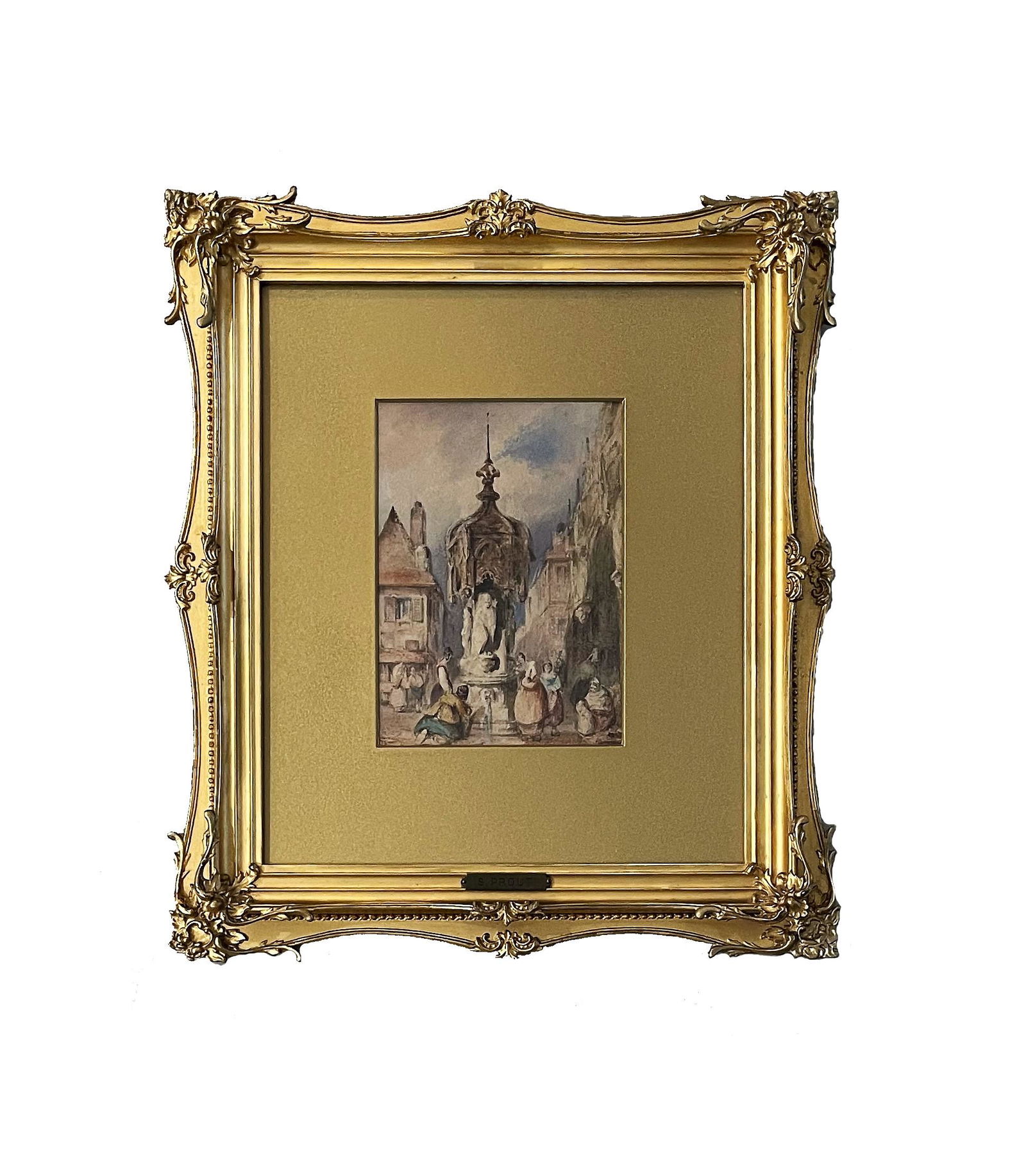 Samuel Prout (1783 - 1852) European: Samuel Prout (1783 - 1852) European Watercolor on Paper Measure 7 1/2"in H x 5 1/4"in W and 16 1/2"in H x 14 1/2"in W with frame Known for: European land-and townscape paintings Biography: Despite suf