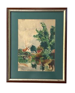 Bror Julius Olsson Nordfeldt (1878 - 1955) Sweden: Bror Julius Olsson Nordfeldt (1878 - 1955) Sweden Watercolor on Paper Measure 15 1/2"in H x 10 1/2"in W and 20 3/4"in H x 17"in W with frame Known for: Modernist figure, landscape, still-life, print N