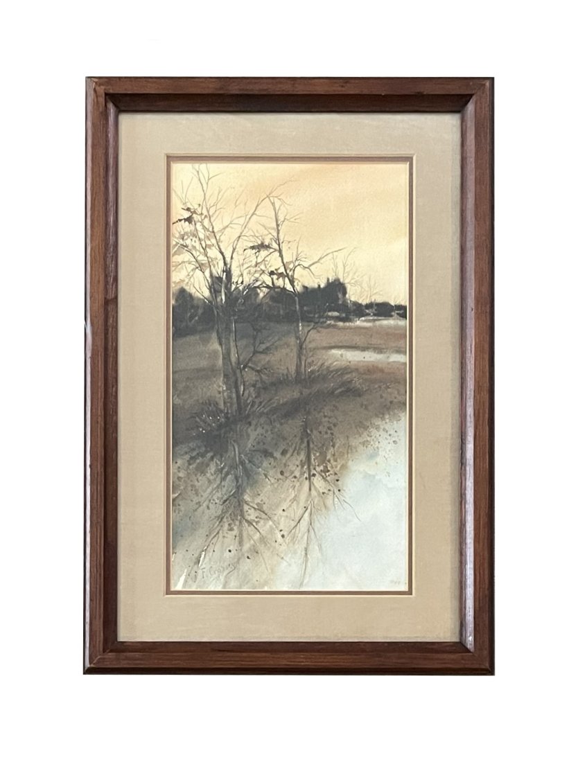 Jasper Francis Cropsey (1823 - 1900) American: Jasper Francis Cropsey (1823 - 1900) American Watercolor on Paper Measure 12 1/2"in H x 7"in W and 17 3/4"in H x 12"in W with frame Biography: Trained as an architect, he set up his own office in 1843