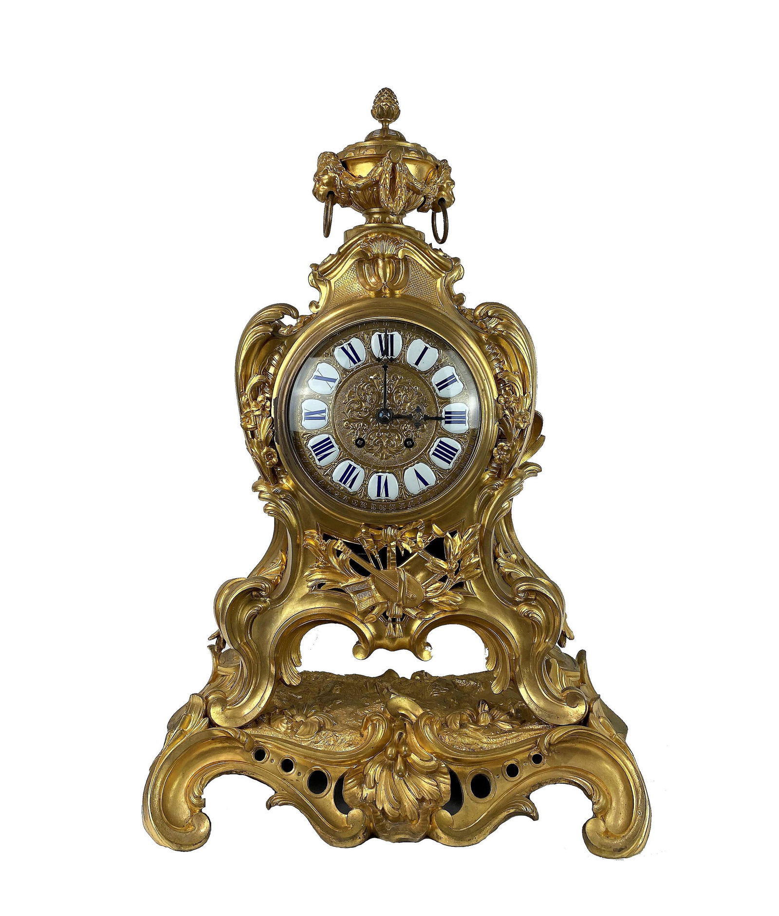 French Louis XV style gilt bronze mantle clock (1 of 11)