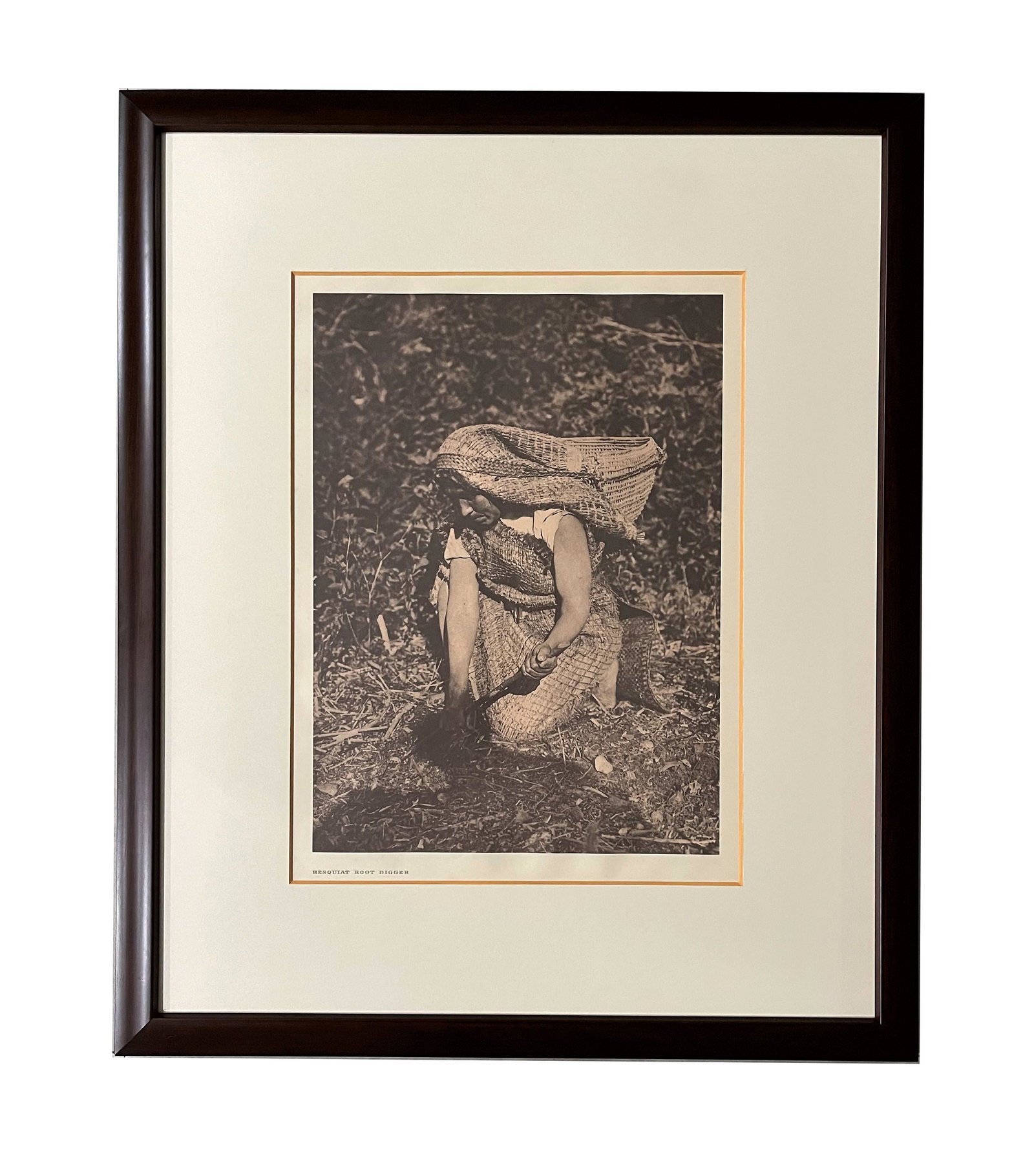 Edward Sheriff Curtis (1868 - 1952) American: Edward Sheriff Curtis (1868 - 1952) American Title: Hesquiat Root Diggers Print Caption - Engraving Date: 1915 Measure 15"in H x 11 1/4"in W and 26 1/2"in H x 22"in W with frame Nootka women very comm