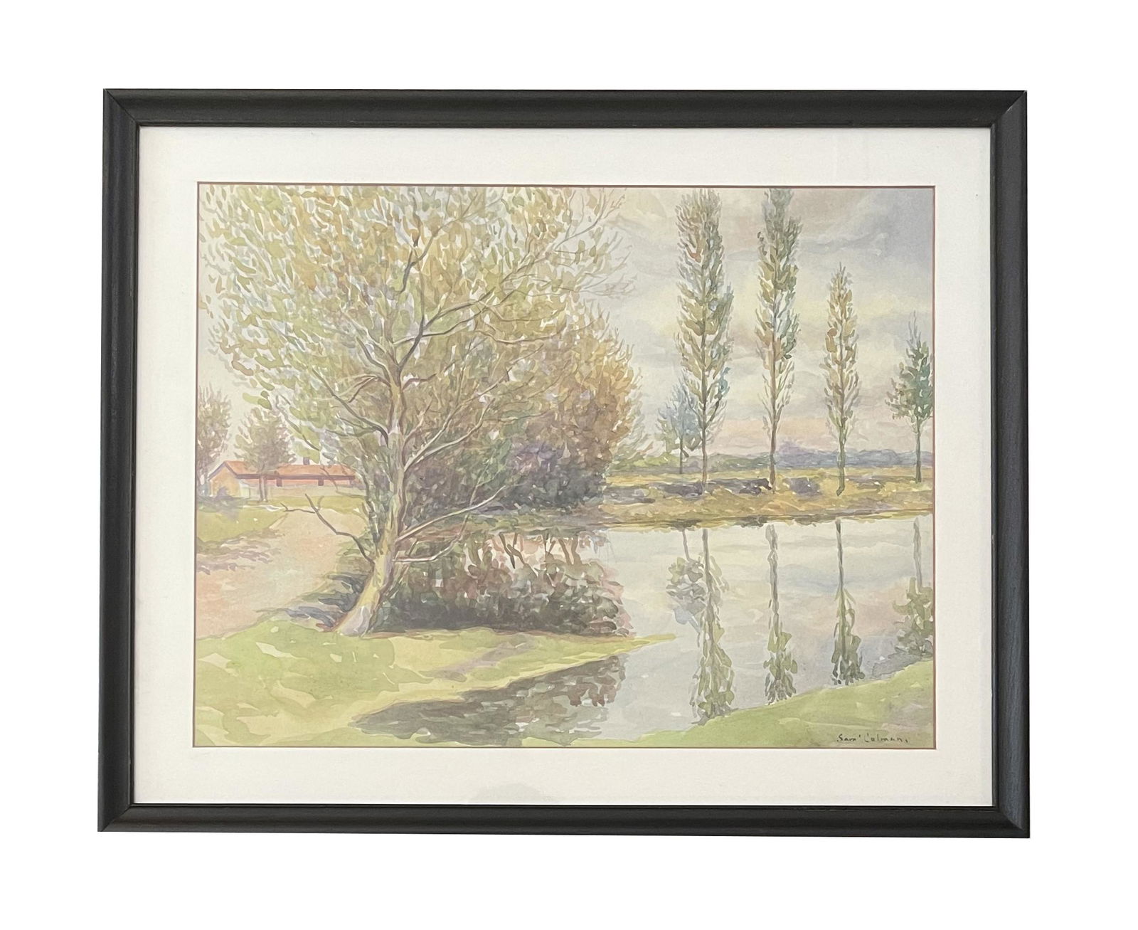 Samuel Colman (1832 - 1920) American: Samuel Colman (1832 - 1920) American Watercolor on Paper Measure 13"in H x 17"in W and 17"in H x 21"in W with frame Known for: Landscape, animal, genre and botanical painting Name variants: Samuel Col
