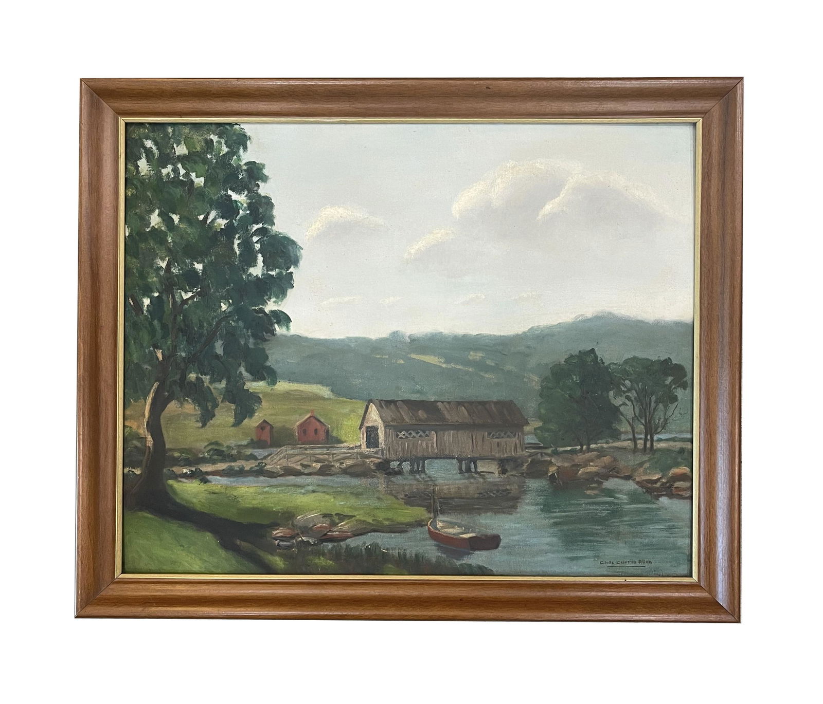 Charles Curtis Allen (1886 - 1950) American: Charles Curtis Allen (1886 - 1950) American Oil on Board Measure 16"in H x 20"in W and 18"in H x 22"in W with frame Known for: Impressionist mountain landscape and coastal view painting Biography: Cha