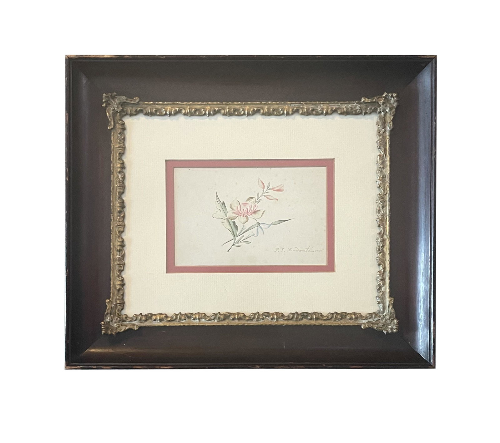 Pierre Joseph Redoute (1759 - 1840) Germany: Pierre Joseph Redoute (1759 - 1840) Germany Watercolor on Paper Measure 3 3/4"in H x 5 3/4"in W and 11 1/4"in H x 13 1/4"in W with frame Known for: Still life paintings, botanical illustration, teachi