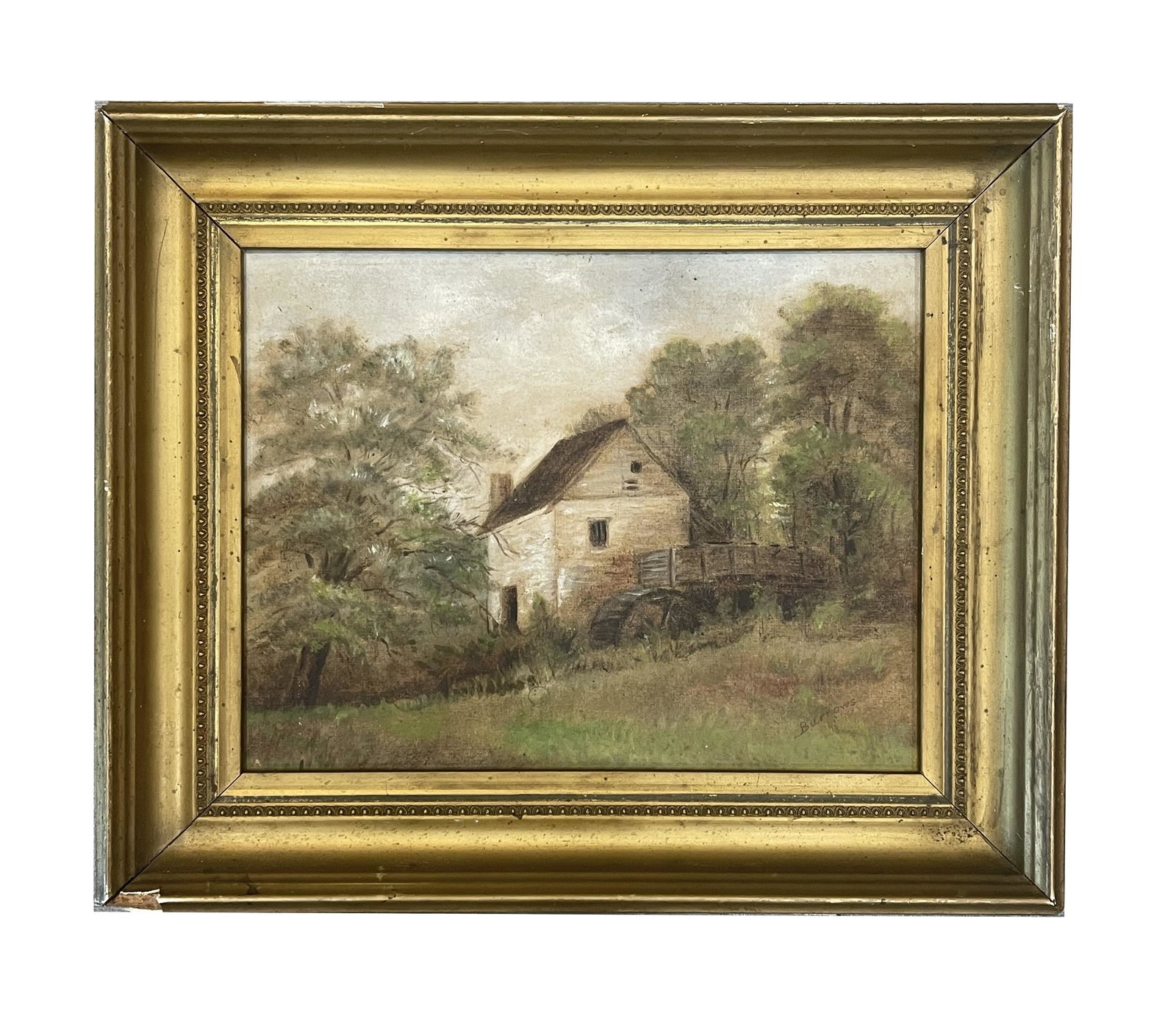 Robert Burrows (1810 - 1883) England: Robert Burrows (1810 - 1883) England Oil on Cartoon Measure 8"in H x 10 1/4"in W and 12"in H x 14"in W with frame Known for: Figure and landscape painting, photography Name variants: Robert Borrows Bi