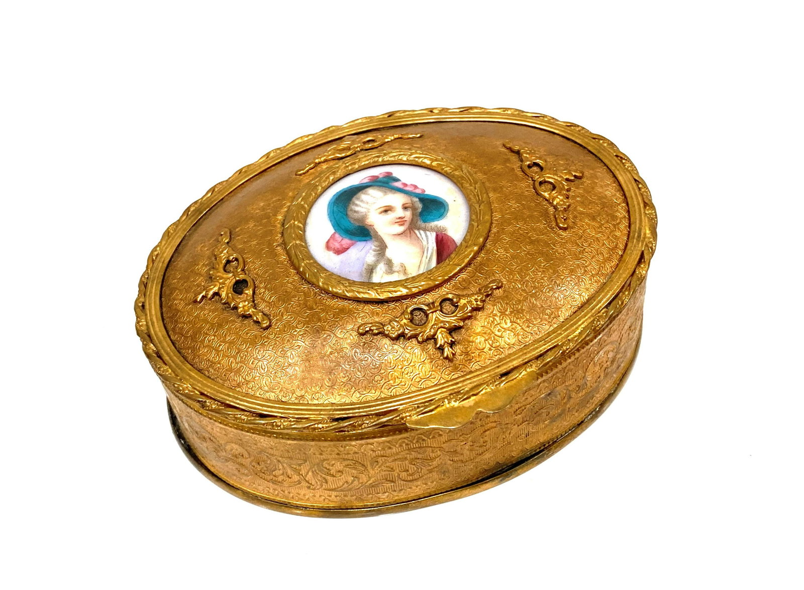Antique French Bronze Box with Porcelain Plaque (1 of 2)