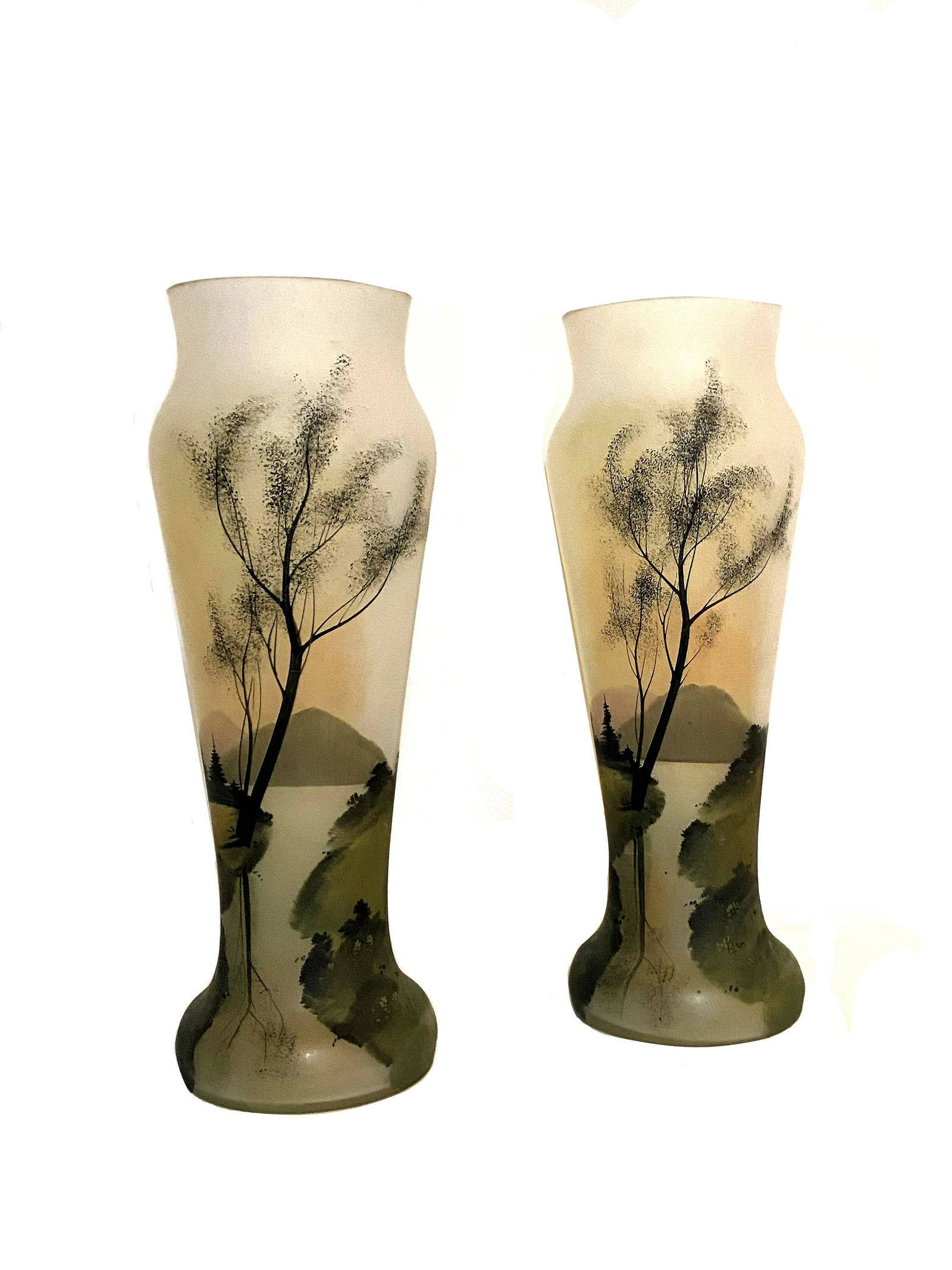 Pair of Antique French Opalescent Glass Vase Legras (1 of 1)