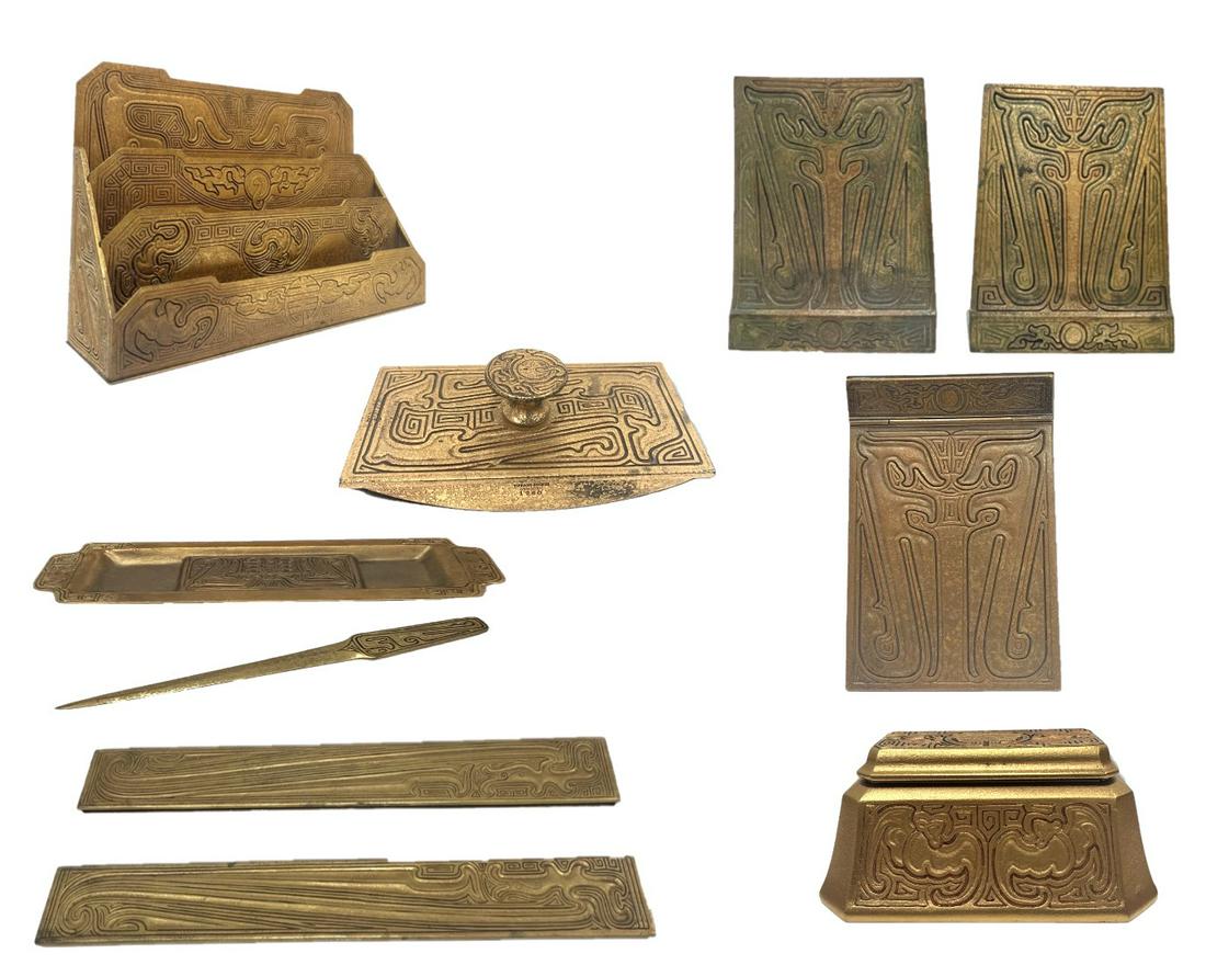 Rare Antique Tiffany Studios Chinese Pattern Desk Set of 11 Pieces (1 of 19)