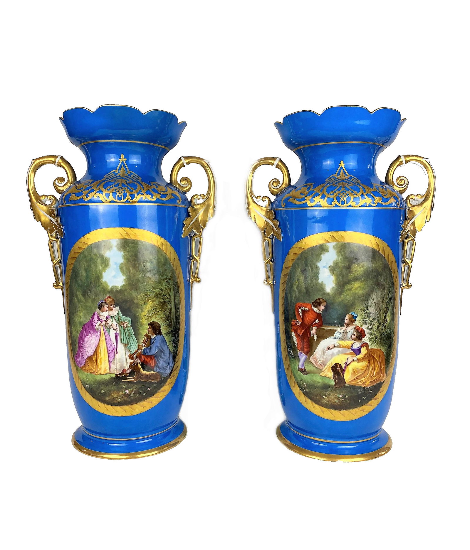 Pair Old Paris Porcelain Mantle Vases (1 of 8)
