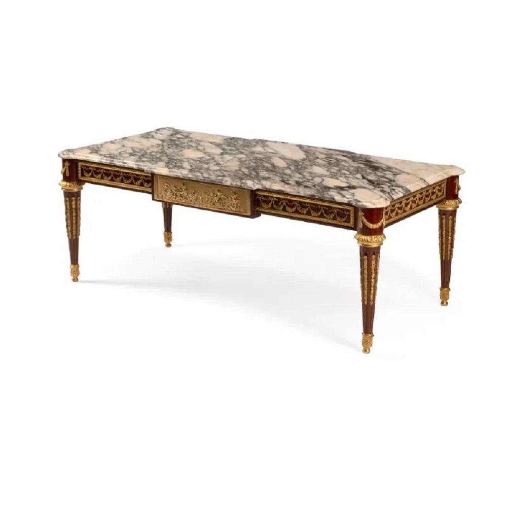 Louis XVI Style Marble Top Gilt Bronze Mounted Mahogany Low Table (1 of 5)
