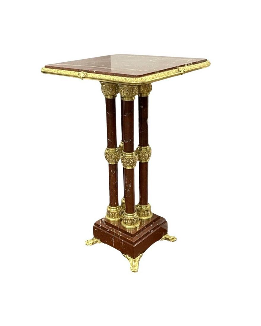 Antique French Red Marble & Bronze Pedestal - Table (1 of 5)