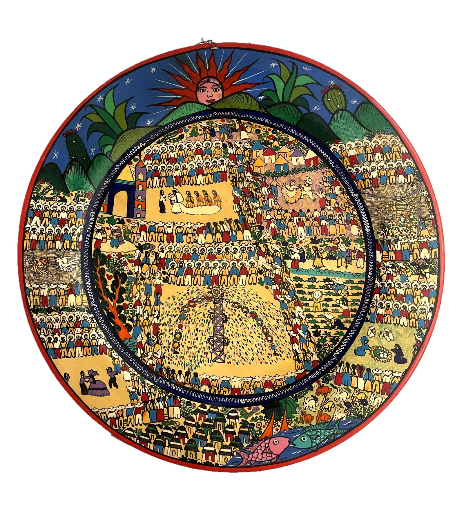 Mexican Wood Hand Painted Plate By Agustina Martinez Ixtapa Zihuatanejo (1 of 7)