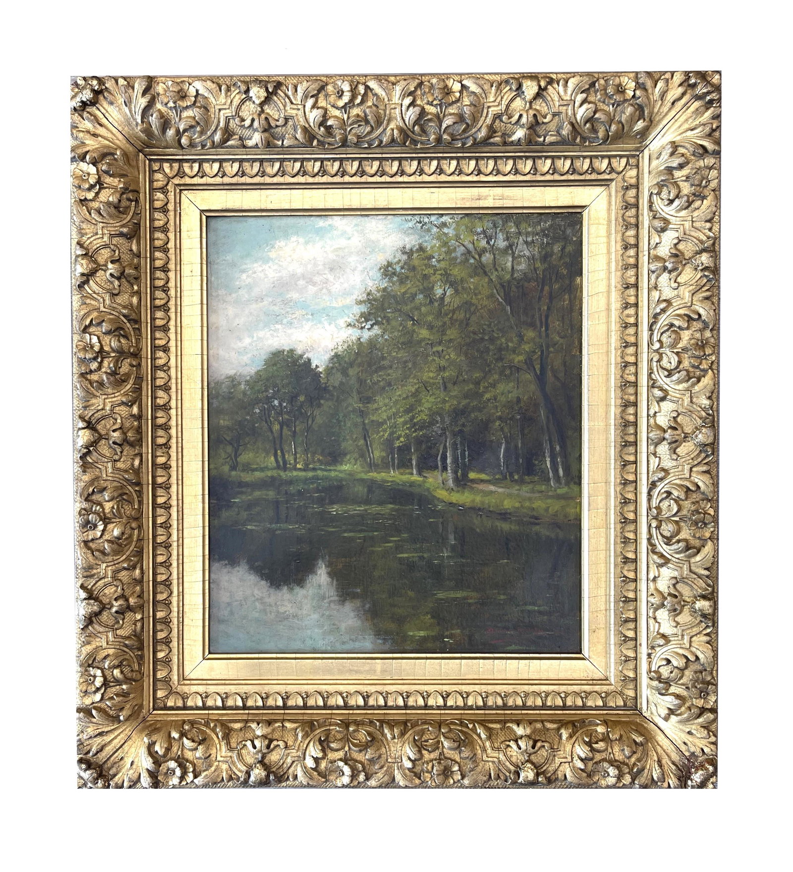 Charles Dormon Robinson (1847 - 1933) American: Charles Dormon Robinson (1847 - 1933) American Oil on Canvas Measure 14"in H x 12"in W and 21 3/4"in H x 19 1/2"in W x 2"in D with frame Known for: Landscape, marine paintings, illustrations Biography