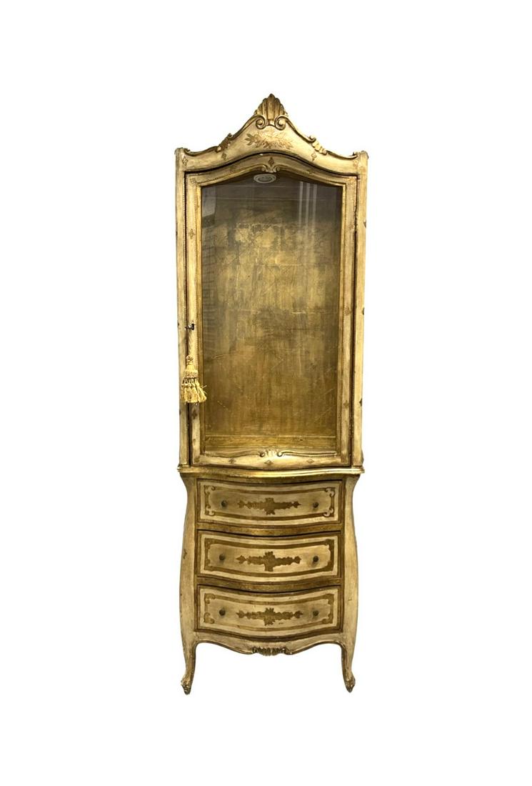 Italian Florentine Painted and Gilt Decorated Vitrine (1 of 4)