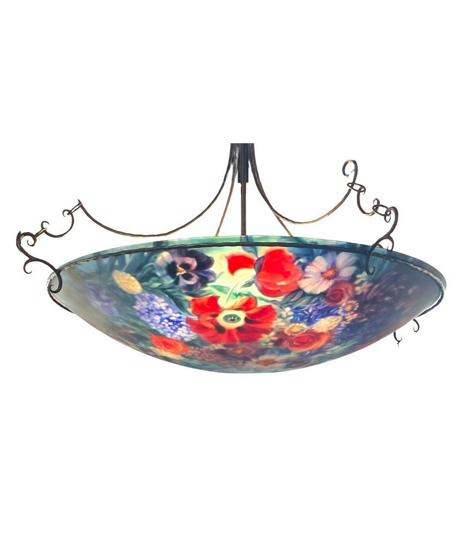 Large Hand Painted Signed Floral Chandelier, Ulla Darni (1 of 7)