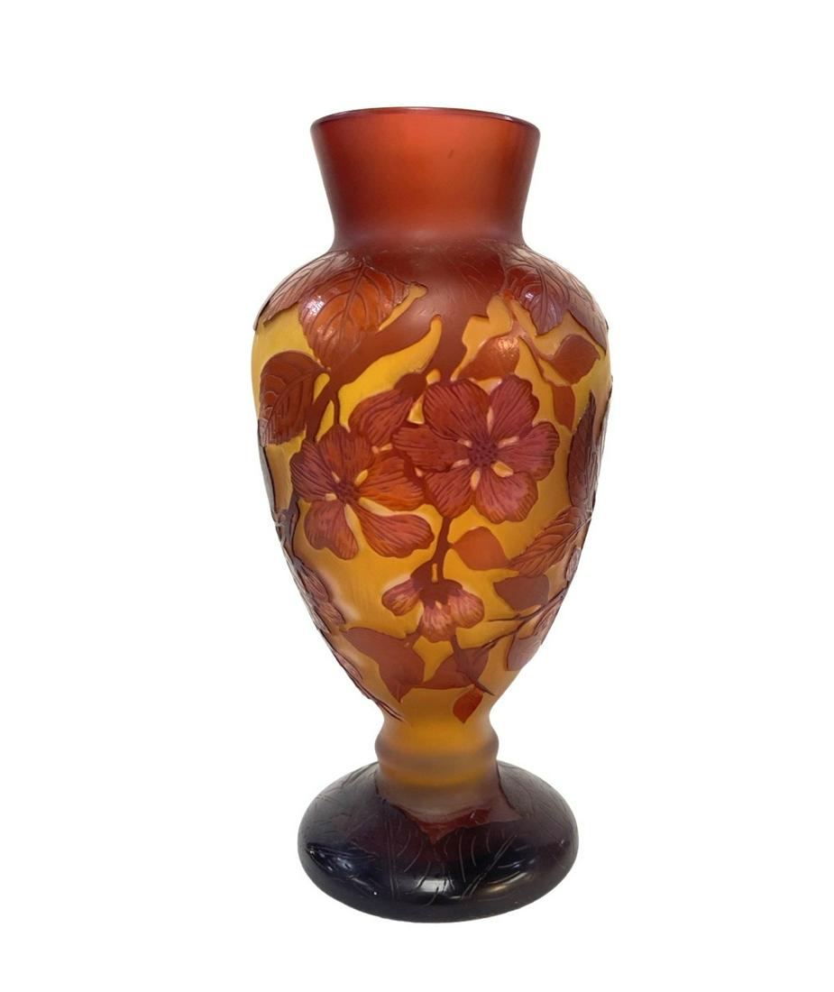 French Cameo Art Glass Vase Galle Style (1 of 4)