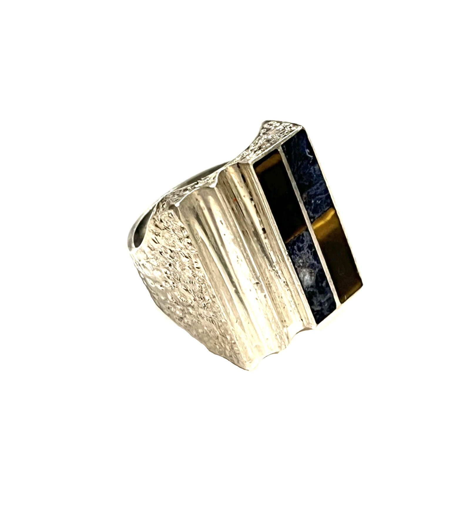 Vintage .925 Sterling Silver , Tiger Eye and Lapiz Lazuli Ring (1 of 5)