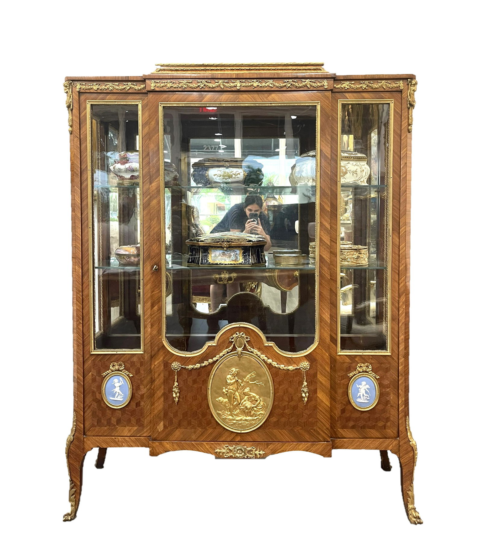 19th Century Louis XV Style Ormolu and Jasperware Mounted Vitrine (1 of 10)