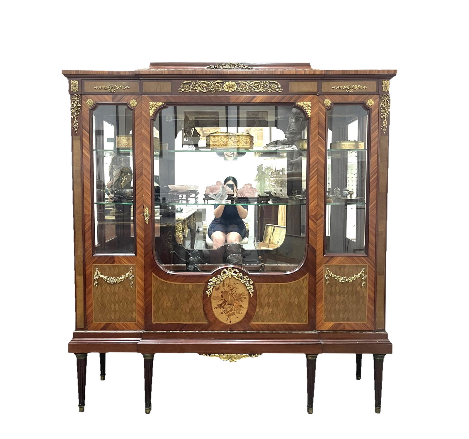 Fine 19th Century Bronze Kingwood Mahogany Vitrine Cabinet (1 of 5)