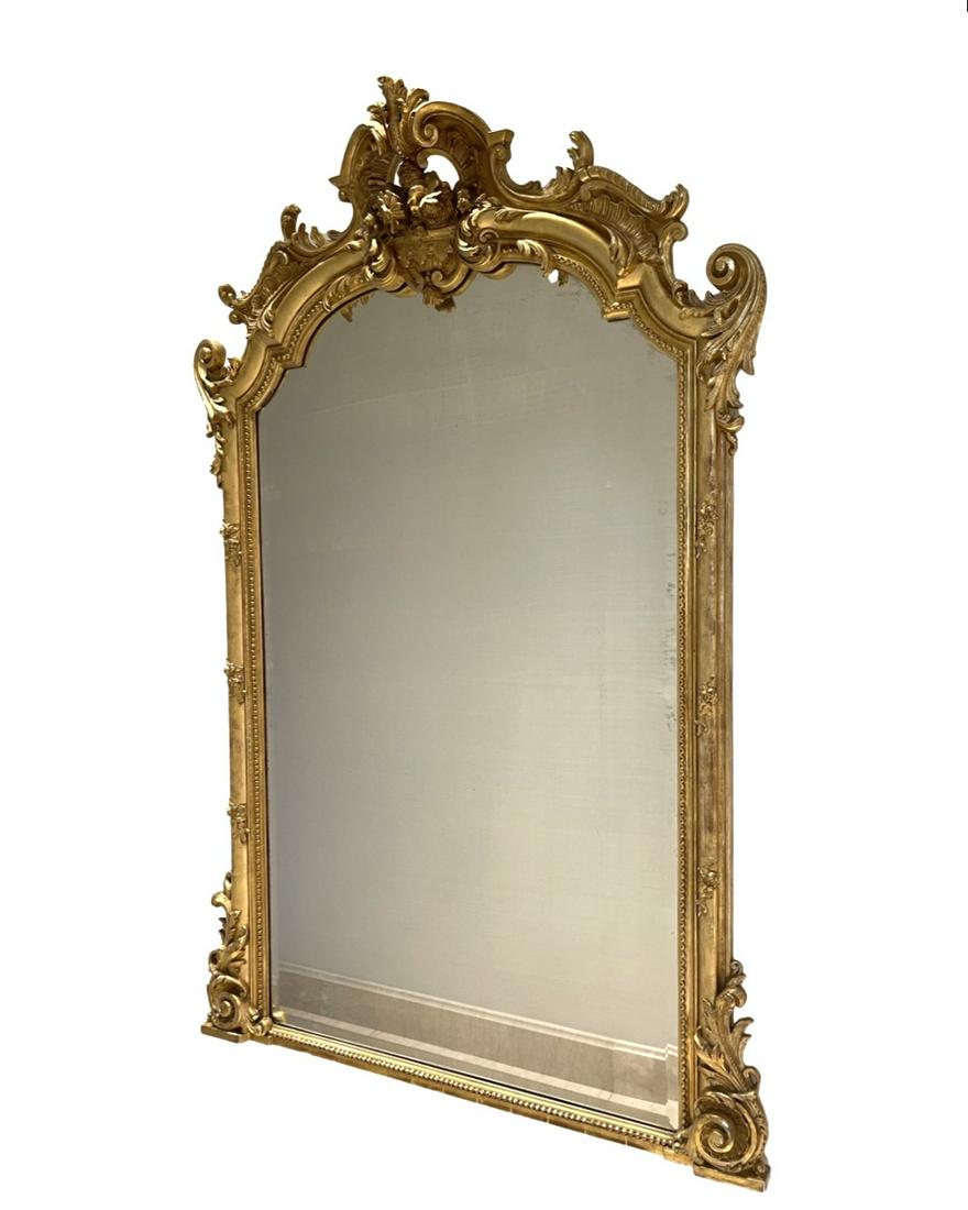 Large French Late 19th Century Gold Gilt Mirror (1 of 5)