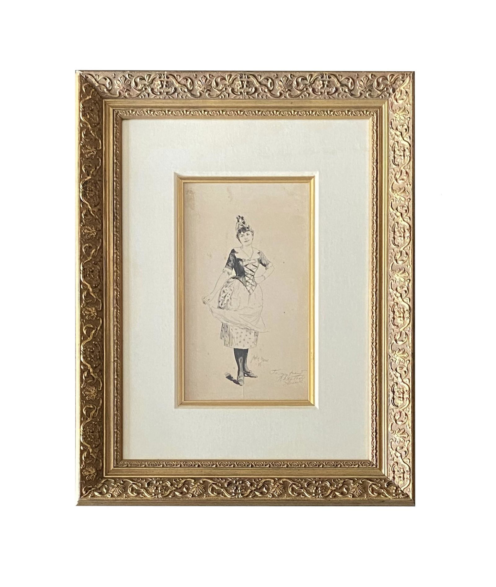 Albert Edward Sterner (1863 - 1946) England: Albert Edward Sterner (1863 - 1946) England Pencil on Paper Measure 11"in H x 6 1/2"in W and 21 3/4"in H x 17"in W with frame Known for: Portrait, genre and figure painting, illustration, etching, lit