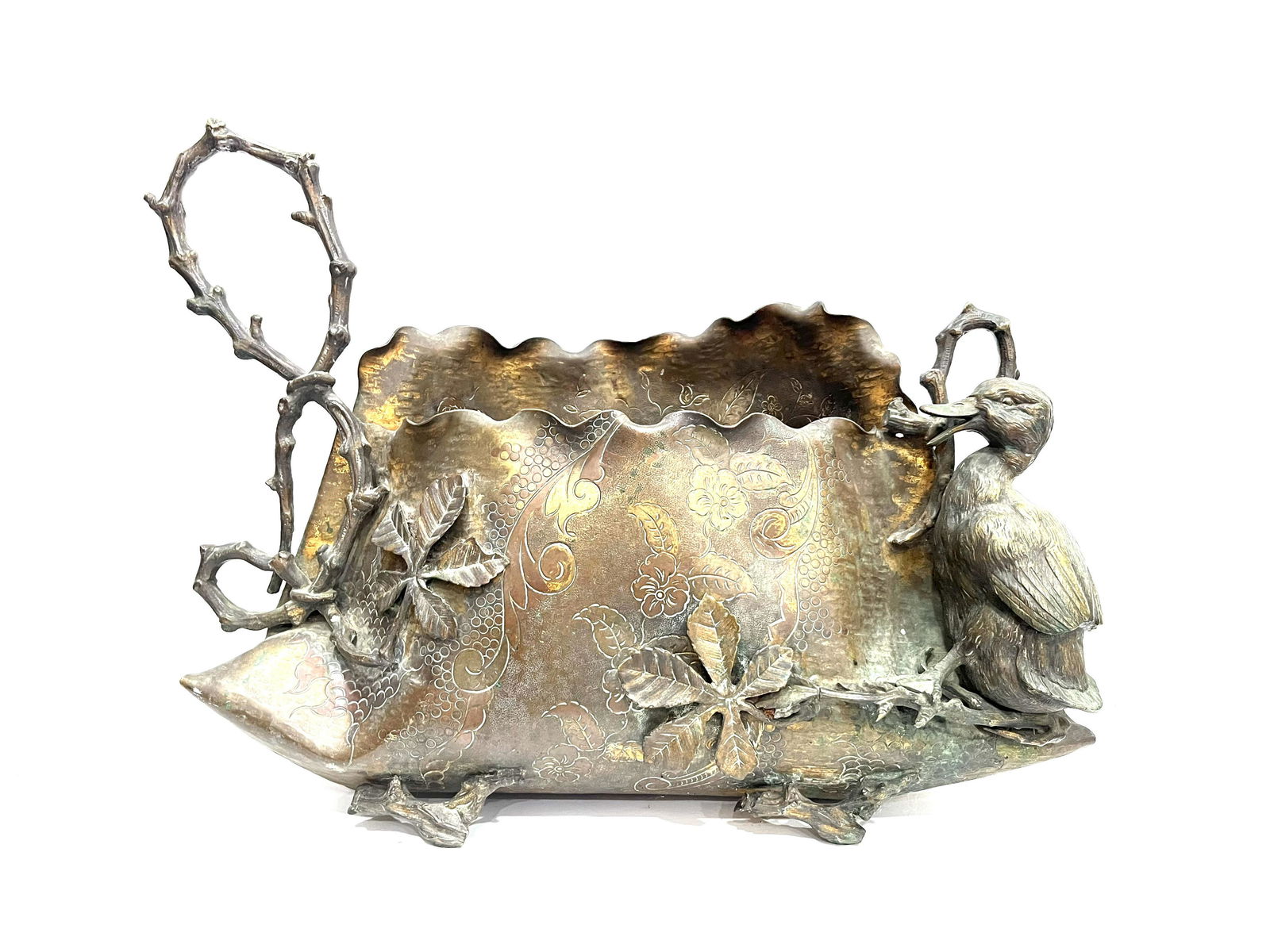 Aesthetic movement mixed metal trompe l'oeil basket (1 of 12)